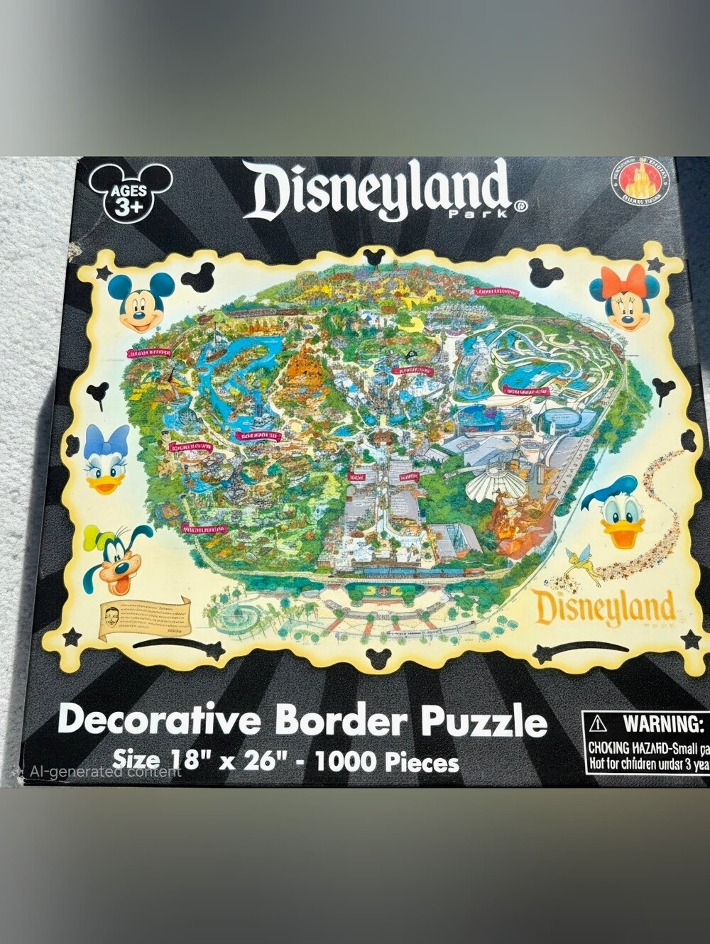 Vintage Disneyland Park 1000 Piece Decorative Border Puzzle Complete Disney